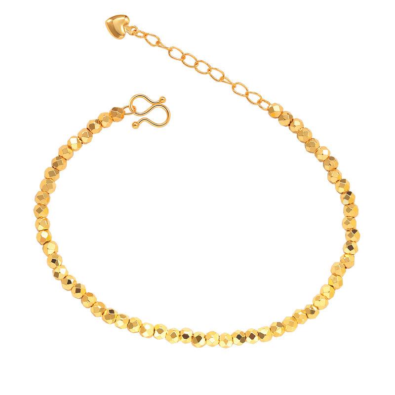 New Women s Light Luxury Copper Gold-plated Stackable Beaded Charm Bracelet for Daily Fashion Gold Plated Bracelet for Women 19cm