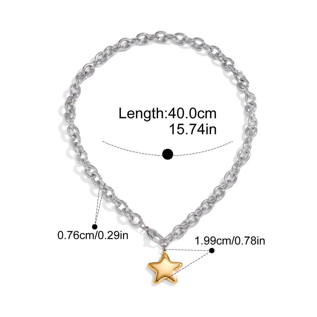 Yori Gold Silver Colorblock Polished Five-Pointed Star Pendant Necklace 18K PVD Plated Waterproof Popular Jewelry Wholesale
