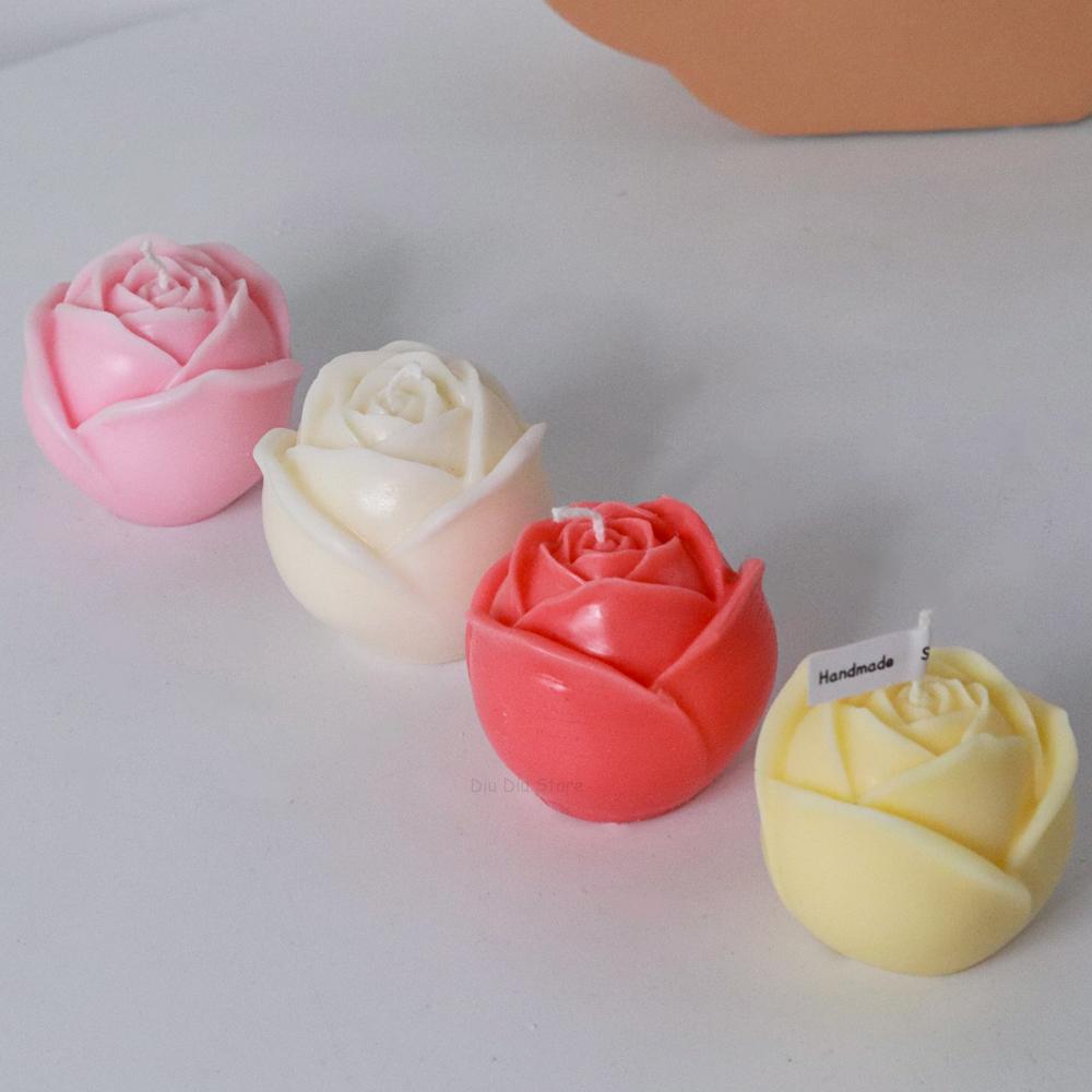 Valentine's Day Rose Silicone Candle Mold DIY Flowers Scented Candle Soap Craft Gift Making Resin Ice Chocolate Cake Baking Mold