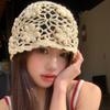 3D Flower Candy Knitted Hat Hand Hook Crochet Beanie Cap Sweet Women Bald Hat