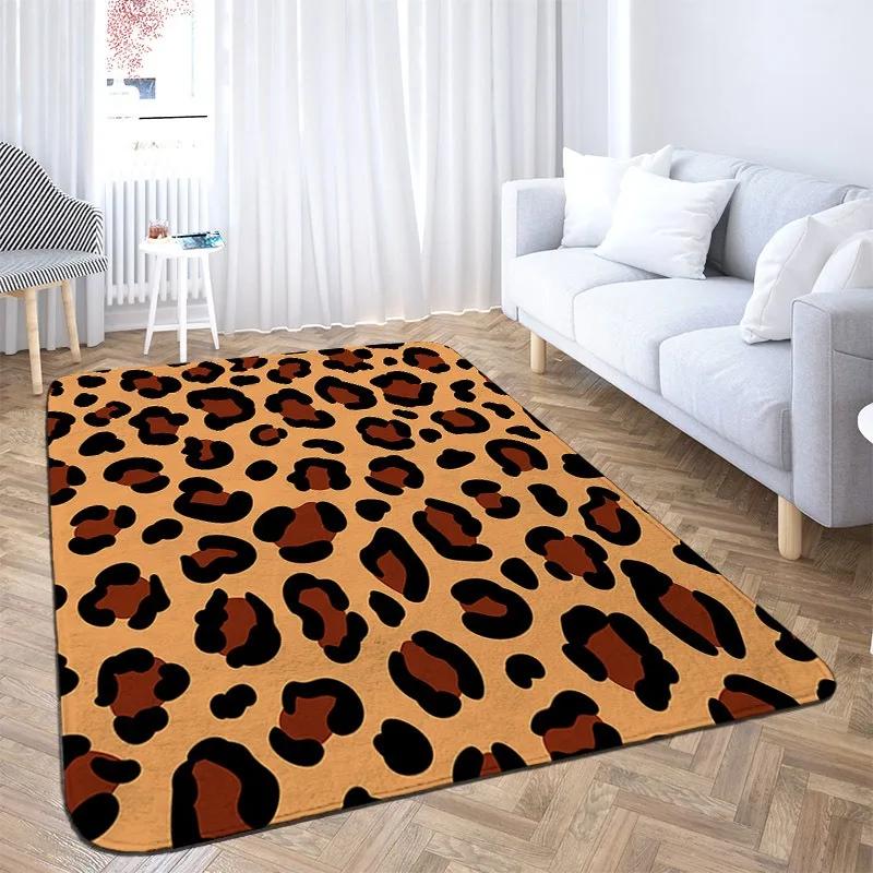 Animal Skin Pattern Leopard Print Carpet Home Bedroom Floor Decor Large Size Mat Non-slip Coffee Table Area Rug Bathroom Doormat