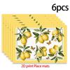 2/4/6pcs Lemon Placemats Suitable for Kitchen & Dining Table Decor - Yellow Lemon Border with Green & White Flower Print Table, Machine Washable