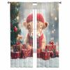Christmas Tree Gift Yak Sheer Curtains for Living Room Decoration Window Curtains Kitchen Tulle Voile Curtains