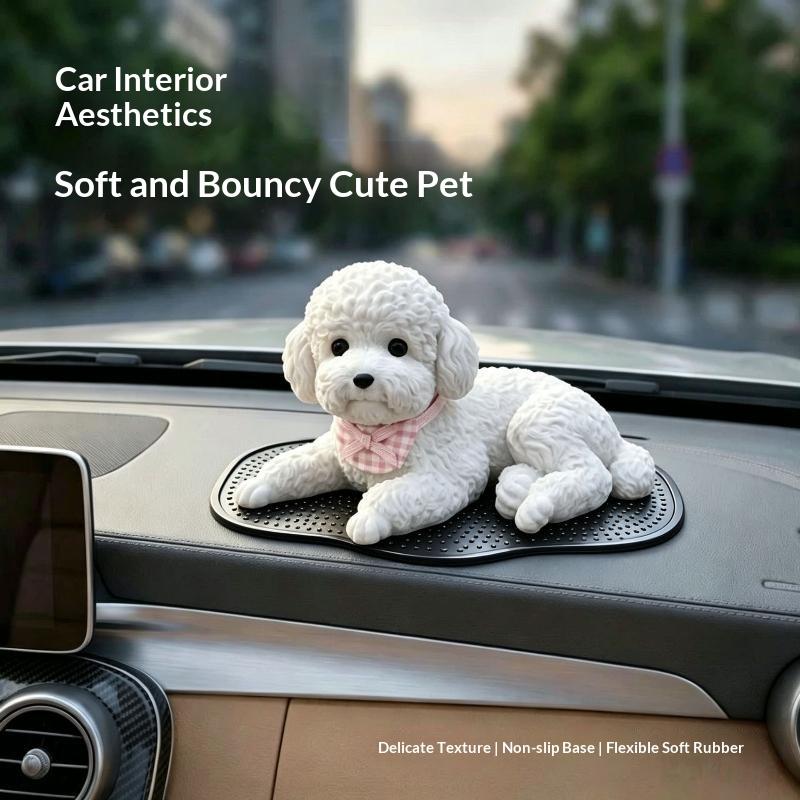 Cane Orsacchiotto Decorativo in Silicone per Auto Accessori Animali Domestici Simulati Supporto Gadget Console Centrale Decorazione Automobilistica Nuovo 1 Pz