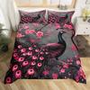 Peacock Duvet Cover Queen Watercolor Feather Bedding Set Bird Animal Floral Print Art Painting Comforter Cover and 2 Pillowcase