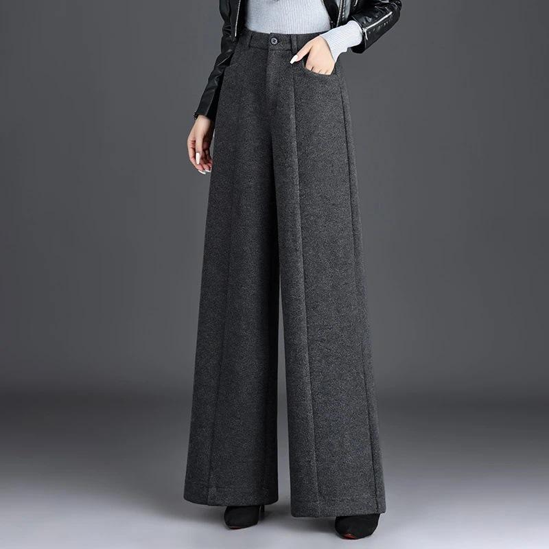 

Women s 2025 Winter High-Waisted Woolen Wide-Leg Pants - Fluffy, Thickened, Slimming, Hip Covering, Casual, Long. 3XL (135-145 jin recommended)