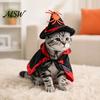 Halloween Pet Outfit Stars Moon Spiders 1 Set Cat Witch Costume, Black Cape And Wizard Hat, Dog Hat Cloak Star Pointed for Cats Small Medium