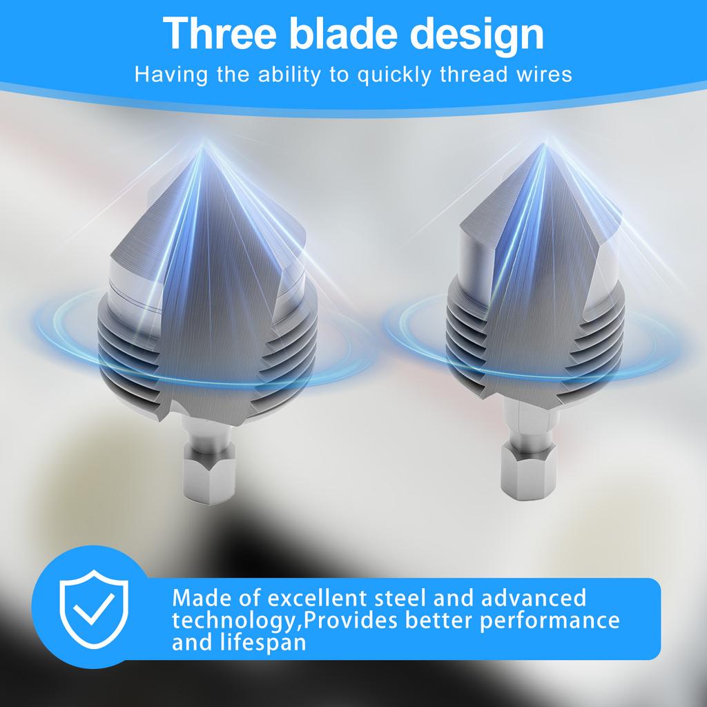 2Pcs 3-in-1 Thread Drill Bit Set Portable PPR Hexagonal 4 and 6 Point Tapping Drilling Expansion Drill Bit for Water Pipe Repair