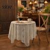 Anti-wrinkle Tablecloth Lace Tablecloth, Floral Table Cover, Retro Scalloped Oval Cover for Dining Table, Rustic Wedding Party Bridal Shower