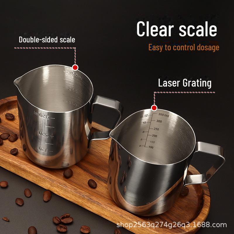 350ml Stainless Steel Coffee Art Tool with Scale for Office Use