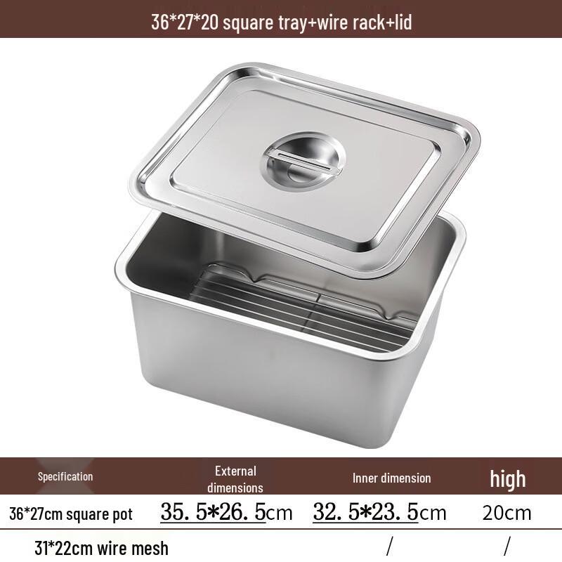 Meishangyuan Stainless Steel Deep Draining Pan with Lid