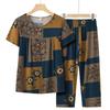 Mom's Bamboo Cotton Plus Size Summer Casual Set – Loose Short-Sleeve Top & Two-Piece Outfit for Middle-Aged and Elderly Women