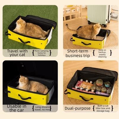 Oxford Cloth Foldable Cat Litter Box Waterproof Large Capacity Portable Pet Toilet Rectangular With Zipped Lid Dog Potty