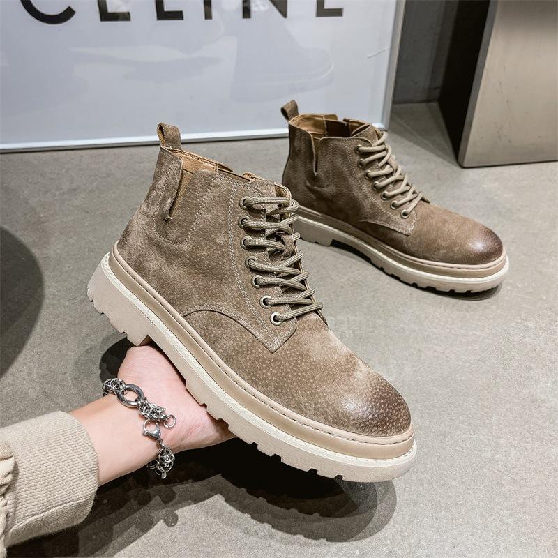 

Осенняя мода Ботинки Martin Мужская обувь Замшевая повседневная обувь Универсальная обувь в британском стиле средней высоты 44