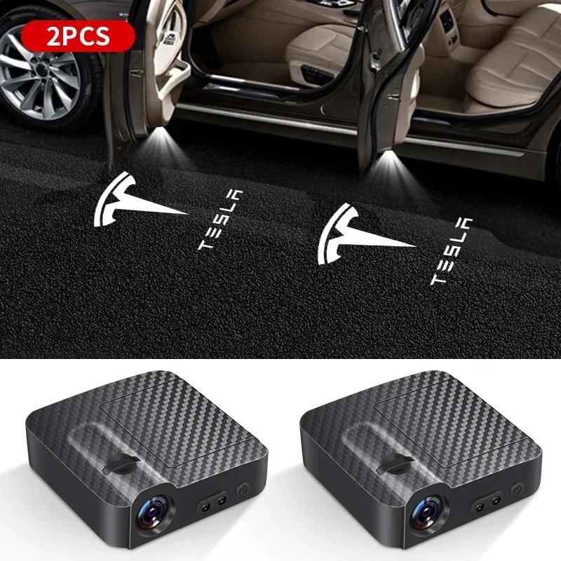

Car Sticker Tesla Car Door Decoration 3D Wireless Projector Lamp HD Welcome Lights For Tesla Model 3 Model X S 2016-2020 Decals 4.5W