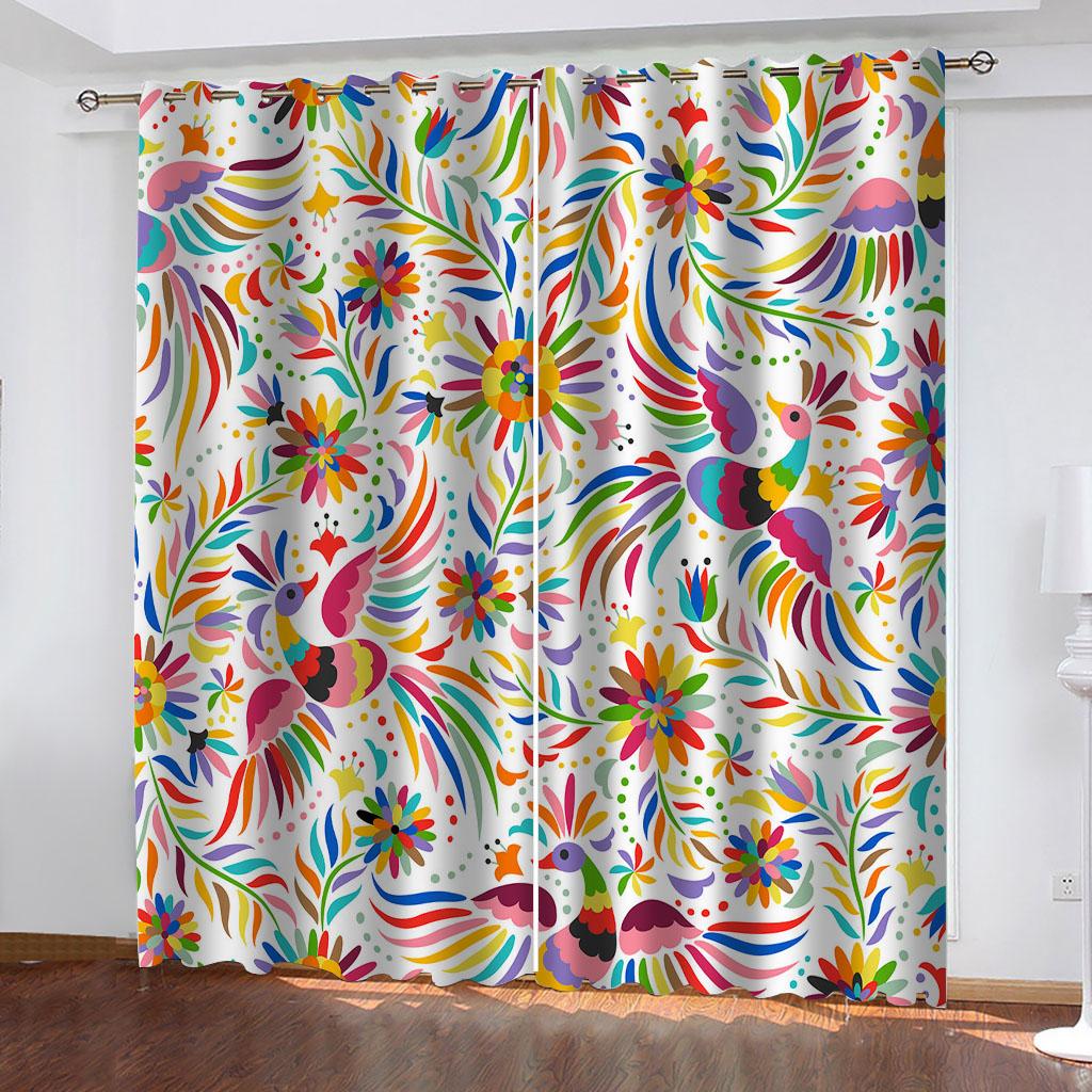 Children'S Room Curtains Cartoon Colour Print 3D Design Luxury Girl Window Curtains For Living Room Bedroom Home Decor 2 Pieces