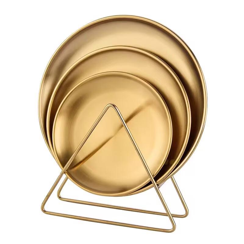 YouShu Gold Stainless Steel Foldable Triangular Dish Rack - 4 Pack
