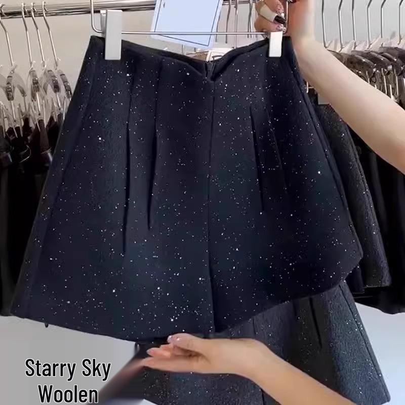 

Women s Starry Sky Sequin Wool Shorts - Winter A-Line Petite Booty Pants 2XL сірий колір