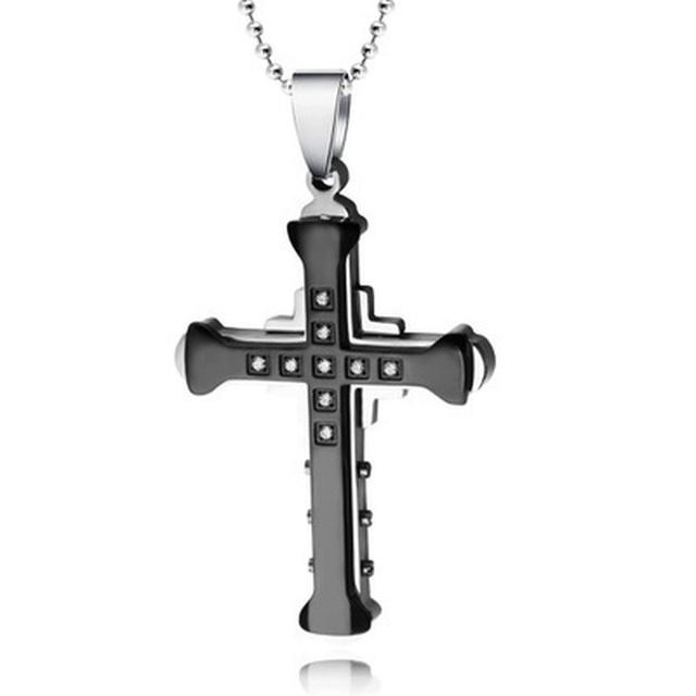 Fashionable Men Jesus Cross Zircon Necklace Gold Plated Cross Pendant Hip Hop Necklaces for Men Jewelry Party Anniversary Gift