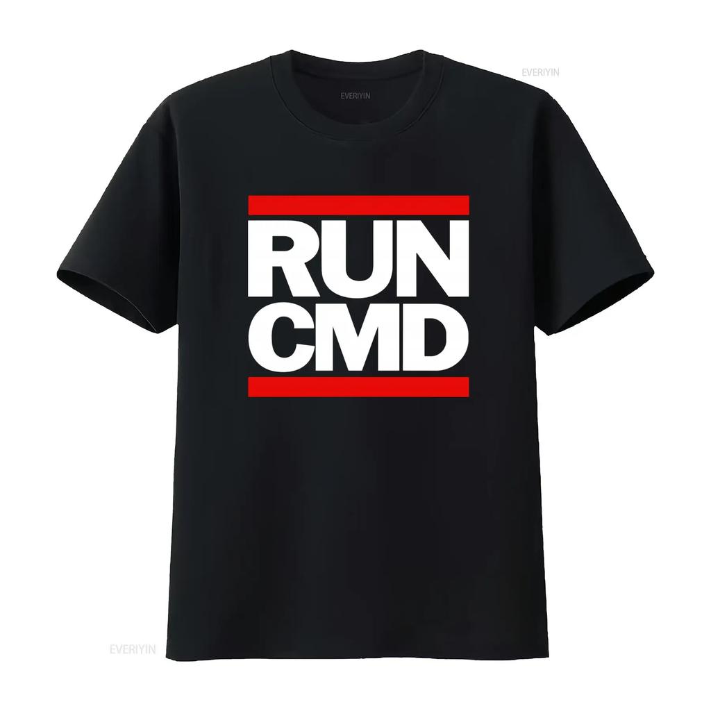 Run Cmd T Shirt for Computer Geeks Mens Funny vintage Washed Top For Everyday Wear graphic Stretched Casual Versatile Stylish