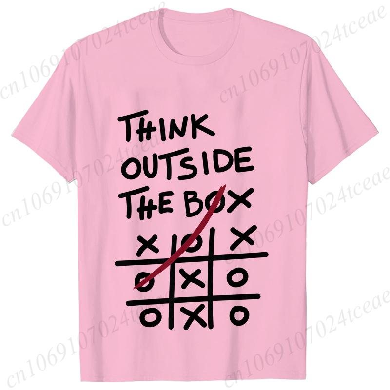Retro Men's T-Shirt Think Outside The Box Print Short Sleeve T-Shirt Summer Casual Tees Top Loose Oversized T-Shirt for Men