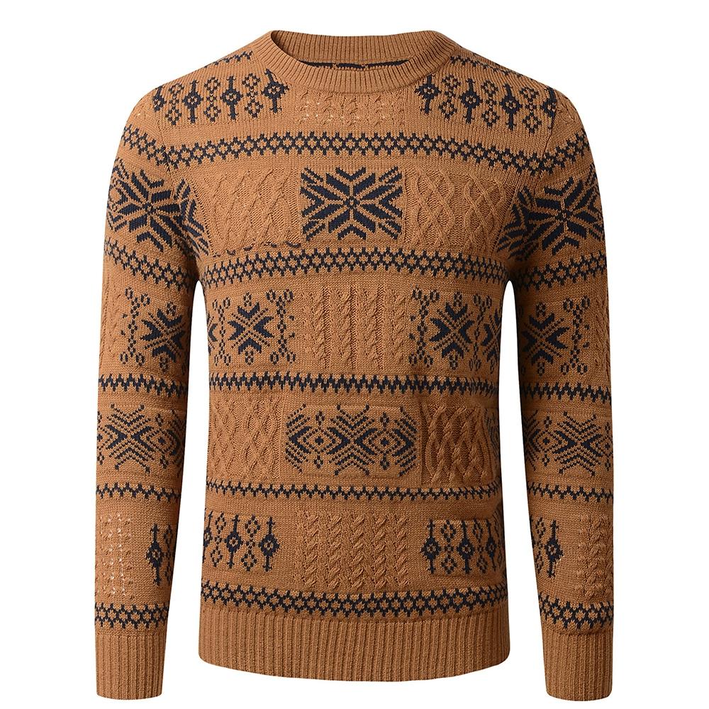 Pulover pulover cu mâneci lungi din tricot cald la modă cu diamante pentru bărbați