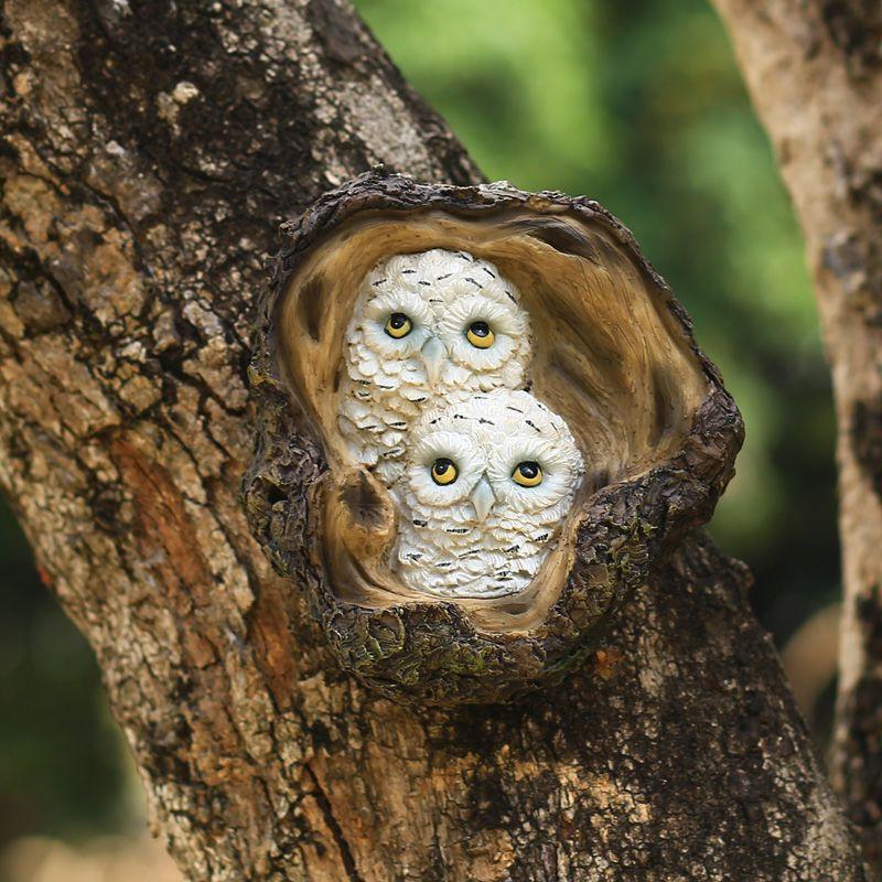 

Макет стены сада во дворе, имитация птицы, совы, украшение, подвеска в виде животного во дворе, декоративная подвеска из смолы Owl Cub Tree Pendant