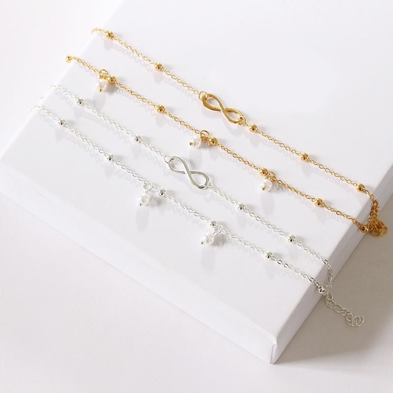 Fashion 8 Characters Anklet Jewelry Women Handmade Beaded Double-Chained Feet Beach Feet Jewelry