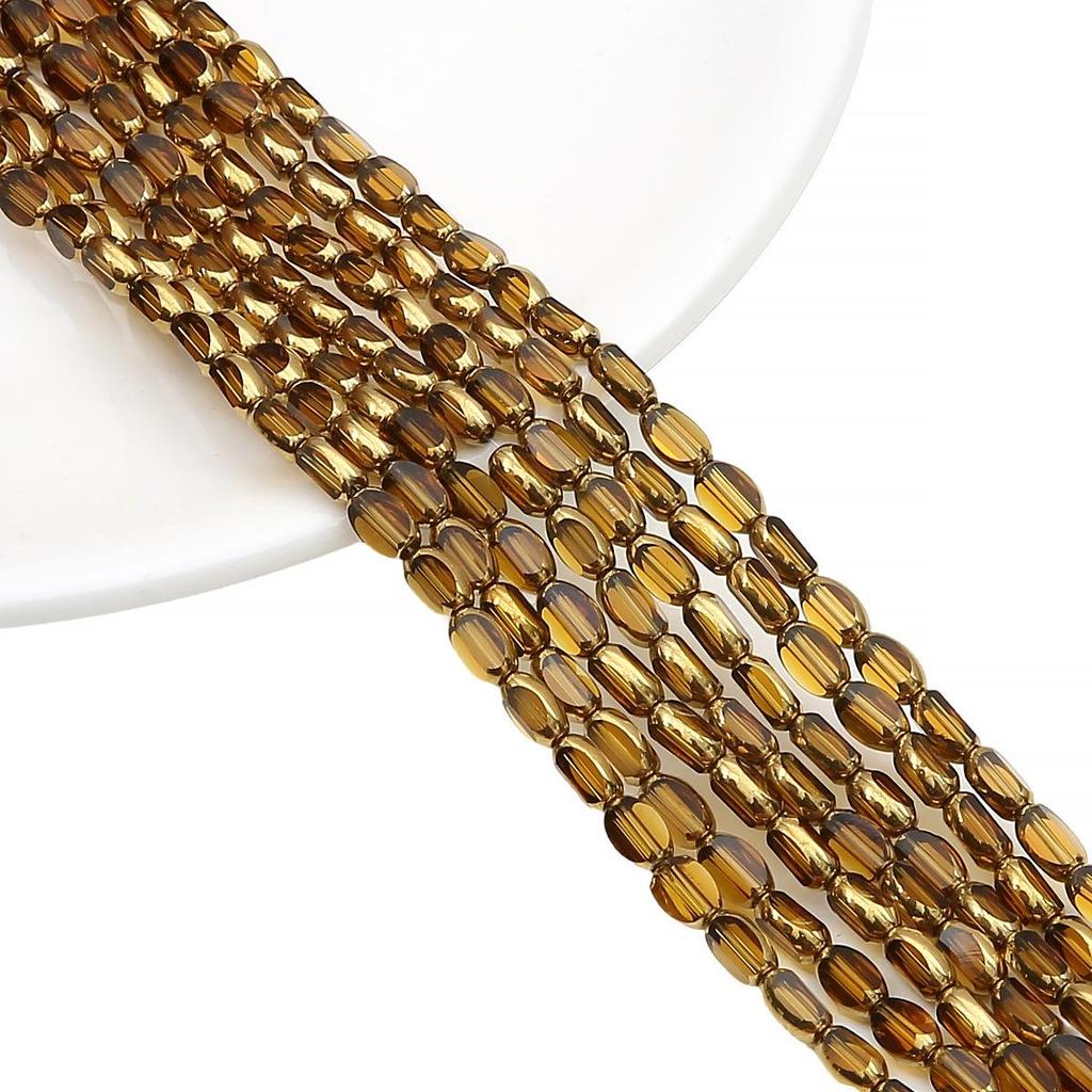 Oval Faceted Gold-Edged Glass Crystal Rice Beads for Jewelry Making