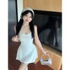 French lace edge suspender dress for women's pure desire, advanced sense, summer waist and thin, sexy tube top short skirt