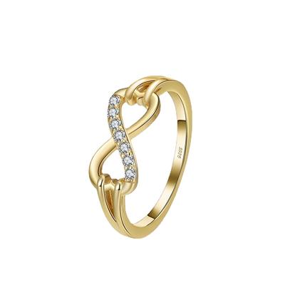 Smykker S925 Sterling Sølv Ring 14K Gull Sentimentalt Knute Finger Mote 4A Zirkonia Smykker