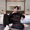Men's Winter Coral Fleece Pajamas: Outdoor Wearable, Thickened Flannel, One-Piece Home Clothing