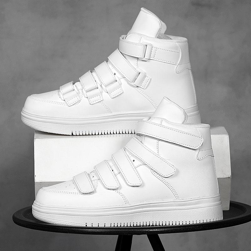 2024 Brand Men High Top Shoes Fashion Red Mens Sneakers Leather Casual Breathable Skateboard Sneakers Men Flat Vulcanized Shoe