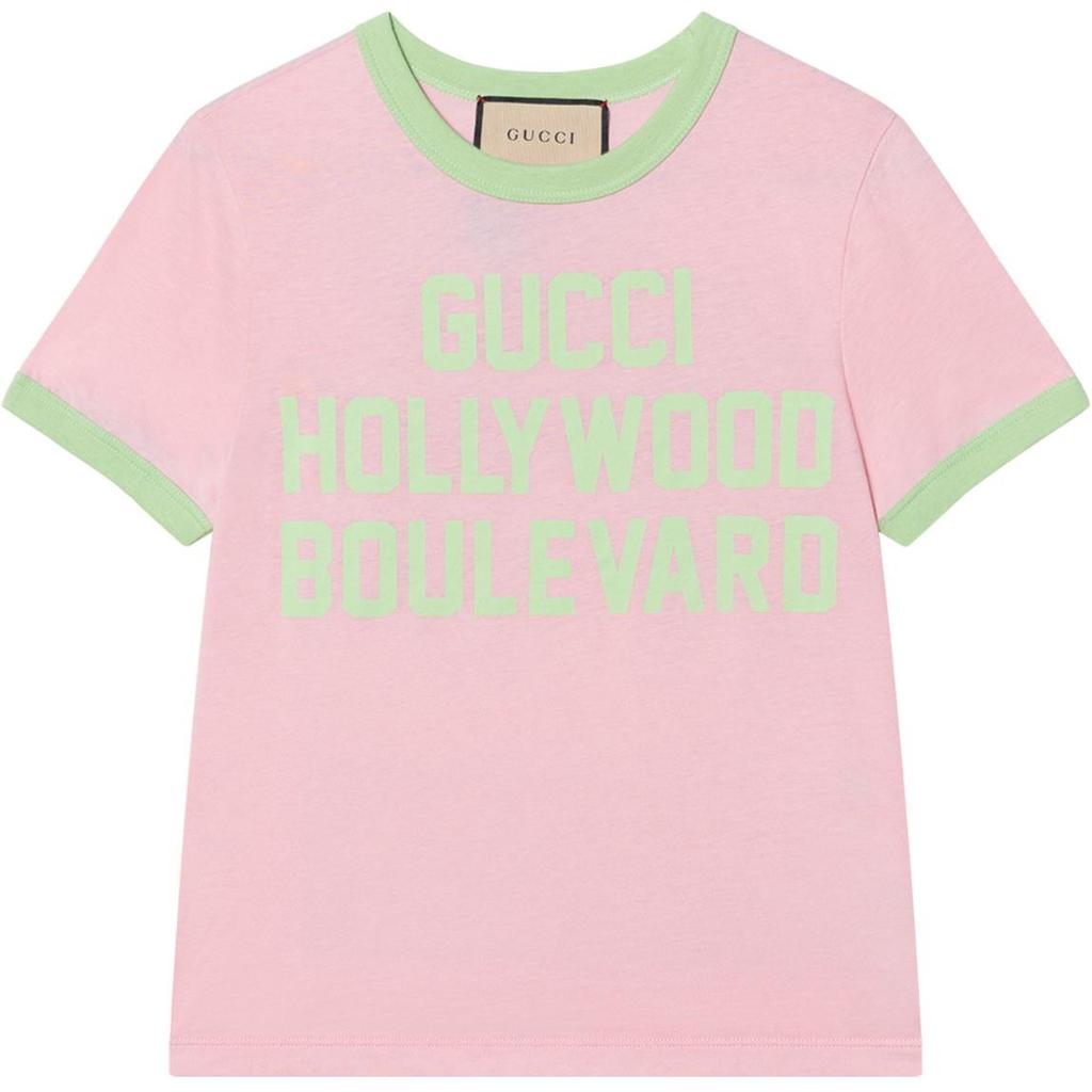 Gucci T Shirts Women's Pink Crew Neck Moderate 695816-XJED4-5904