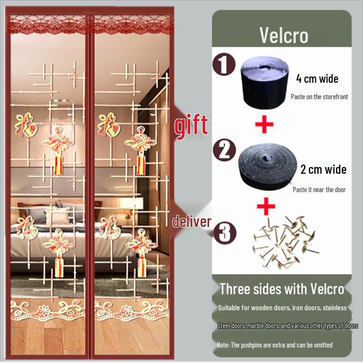 Velcro Magnetic Anti-Mosquito Screen Door - Silent & Encrypted for Bedroom Use