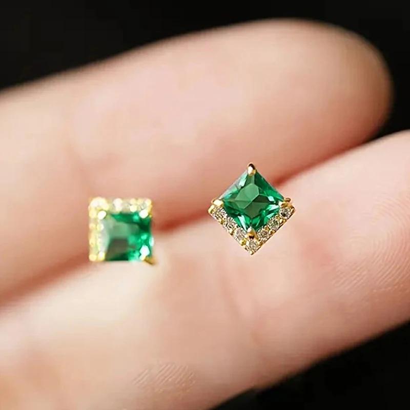 Huitan Exquisite Bright Zirconia Stud Earrings Lady Versatile Fashion Accessories Female Daily Gold Color/Copper Color Zircon