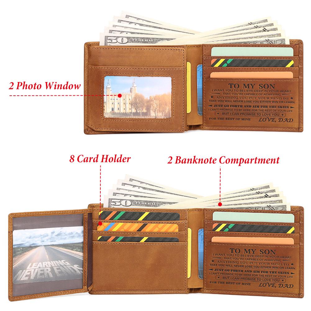 Humerpaul Men Leather Wallet Engraved with Blessings Gift Wallet for Grandson and Son