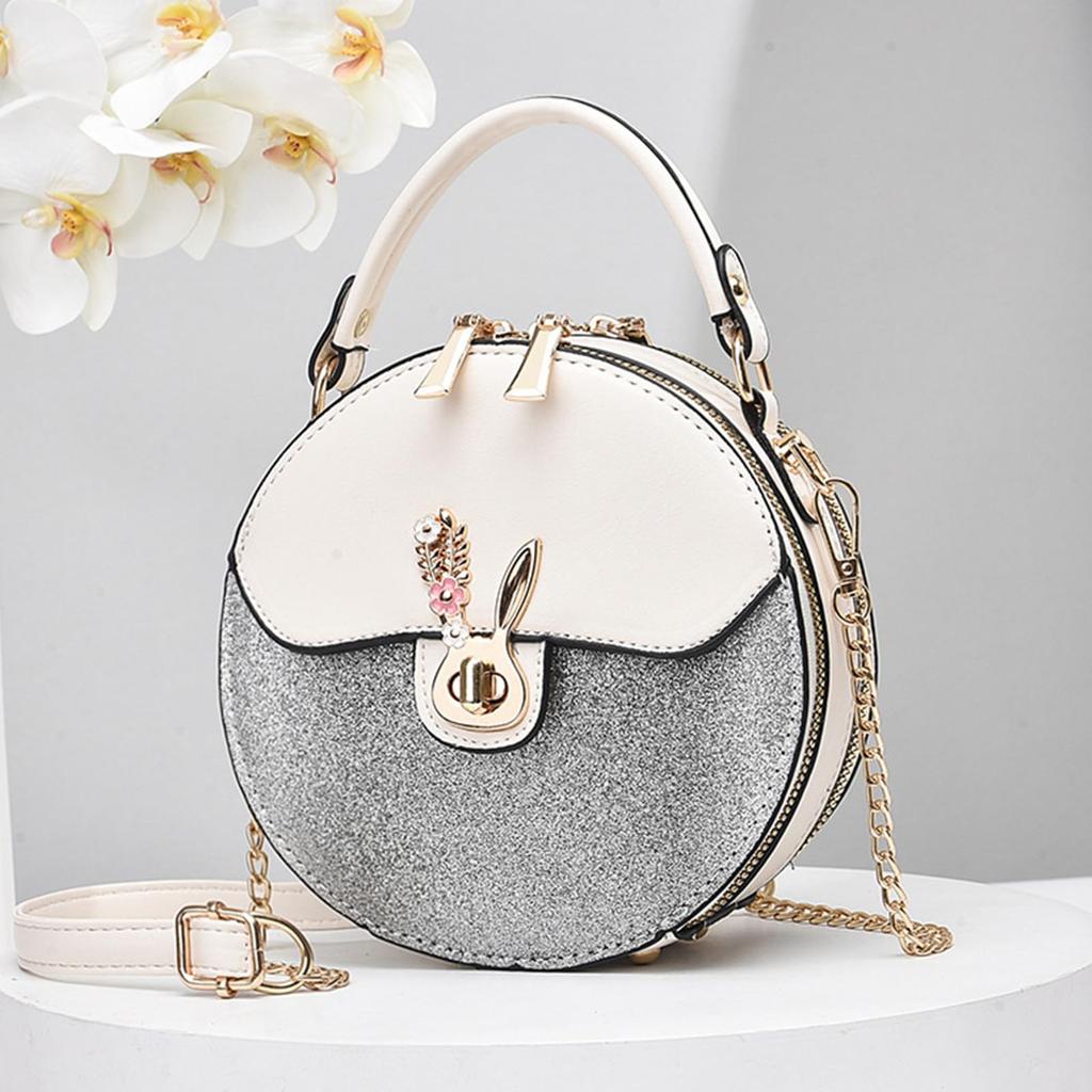 Mini Shoulder Round Small Crossbody PU Round Tote Bag with Bottom Bunny Stylish NICOLE&DORIS Women's Bag, Handbag, Bag, 2-Way, Waterproof, Leather,