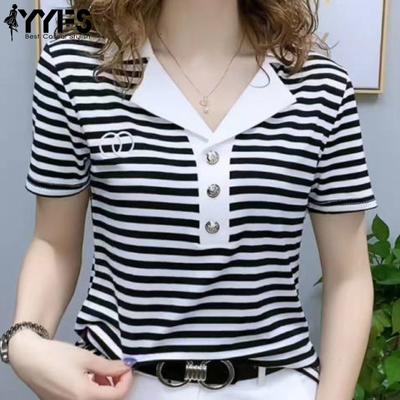 Women's Fashion Casual Summer Spring Short Sleeve POLO Neck Blouses & Shirts