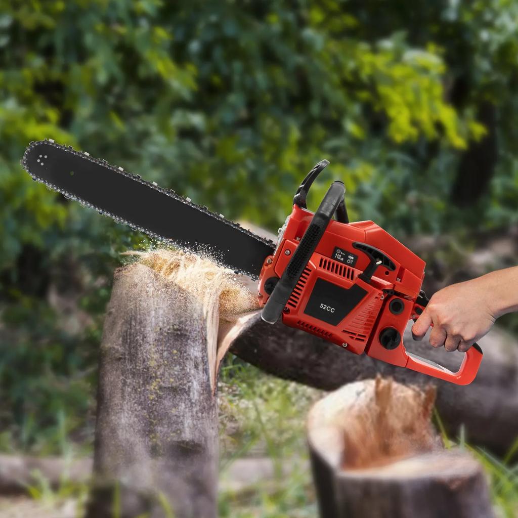 52cc Gasoline Chainsaw, 2.2Kw Powerful 2-Stroke Engine, 20 In Professional Wood Cutting Saw for Tree Felling, Limbing & Logging