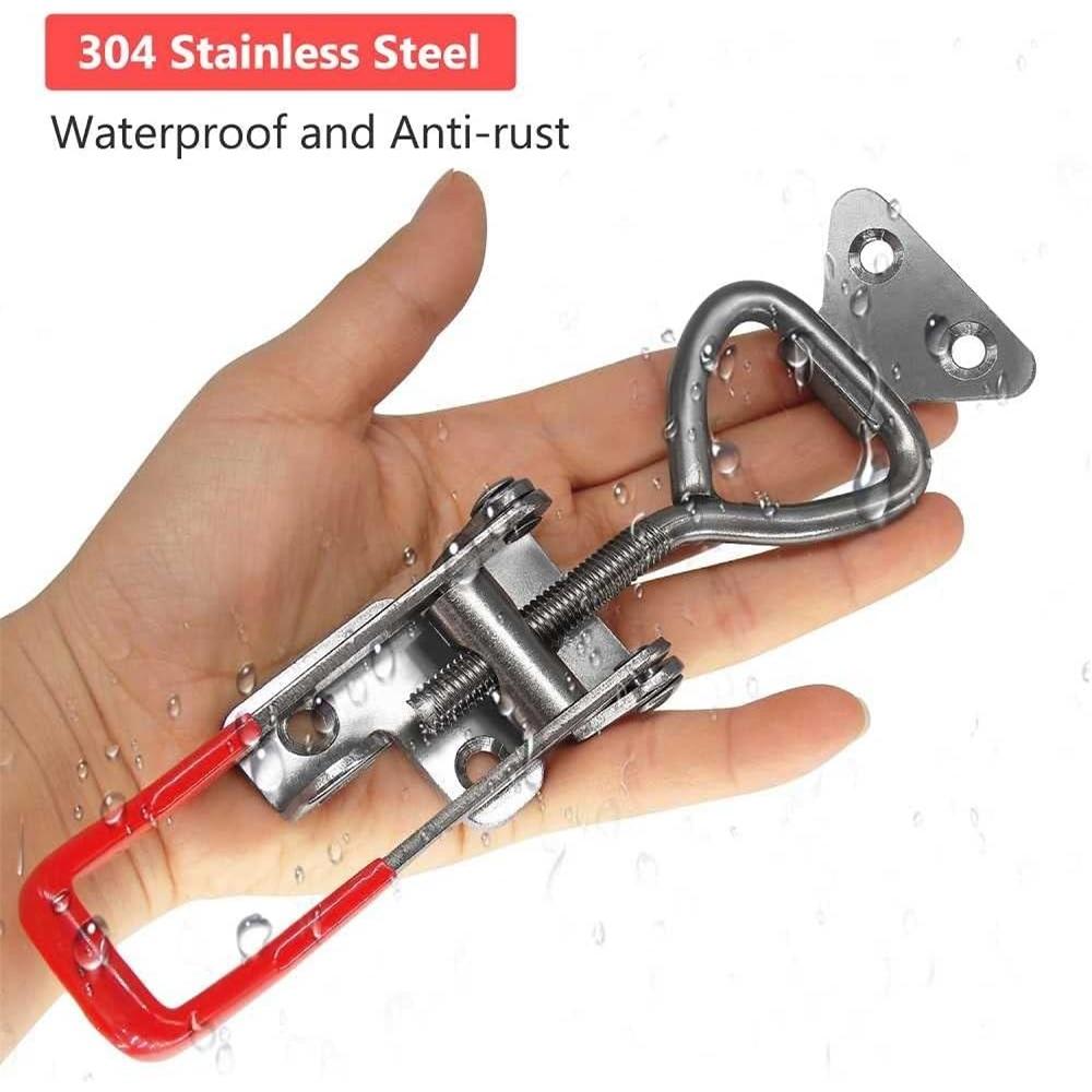 4Pcs Adjustable Toggle Latch With Lock Hole, 304 Stainless Steel Cabinet Toolbox Clamp Catch For Smoker Lid Wooden Storage Case