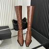 New Stretch Soft Leather Women Over the Knee High Boots Fashion Pointed Toe Shoes Autumn Winter Thick Heel Ladies Long Booties