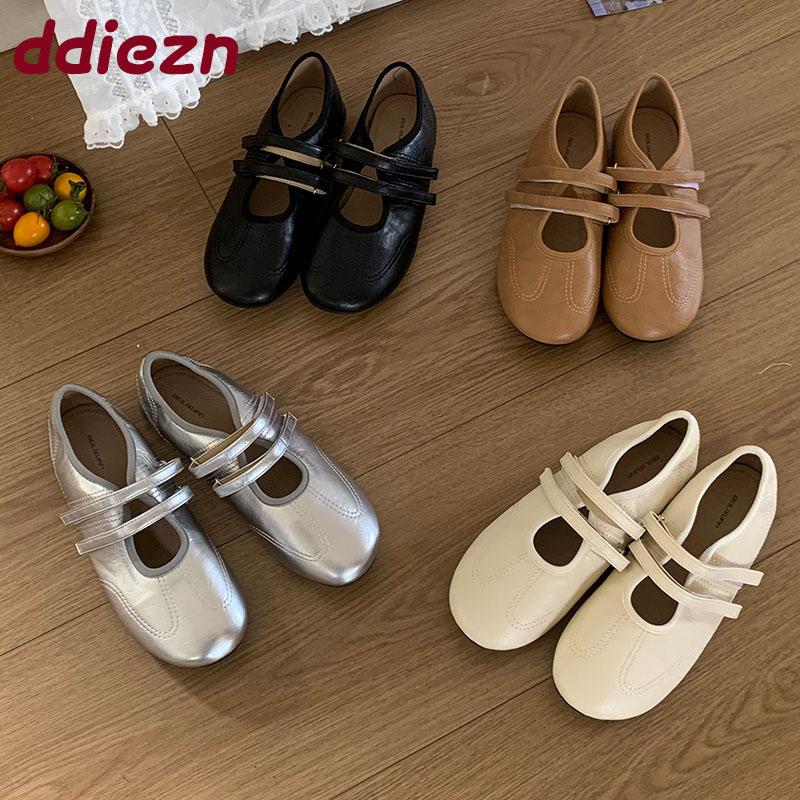 Fashion Fashion Hook Loop Ladies Mary Janes Flats Shoes Soft Female Footwear Round Toe Shallow Women Ballet Flats Slip On Shoes  lady