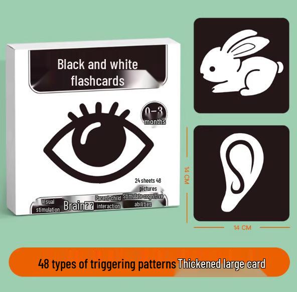 Black and White Visual Stimulation Cards for Newborns: Early Education and Color Tracking Toys for Babies 0-3 Months 0-3 месяца