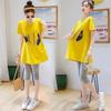 Maternity Spring and Summer Fashion Casual Bottoming Shirt Thin New Loose and Thin Medium and Long Short-sleeved Trendy Shirt Top