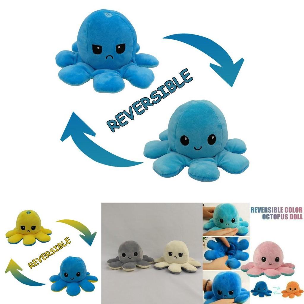 Soft And Adorable Double-sided Flip Reversible Octopus Plush Toy For Kids
