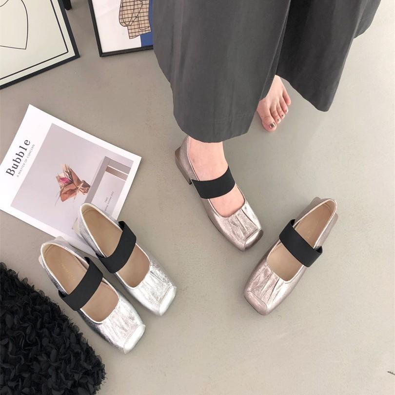 French retro Mary Jane shoes thick heel women's shoes summer loafers niche design single shoes ballet shoes