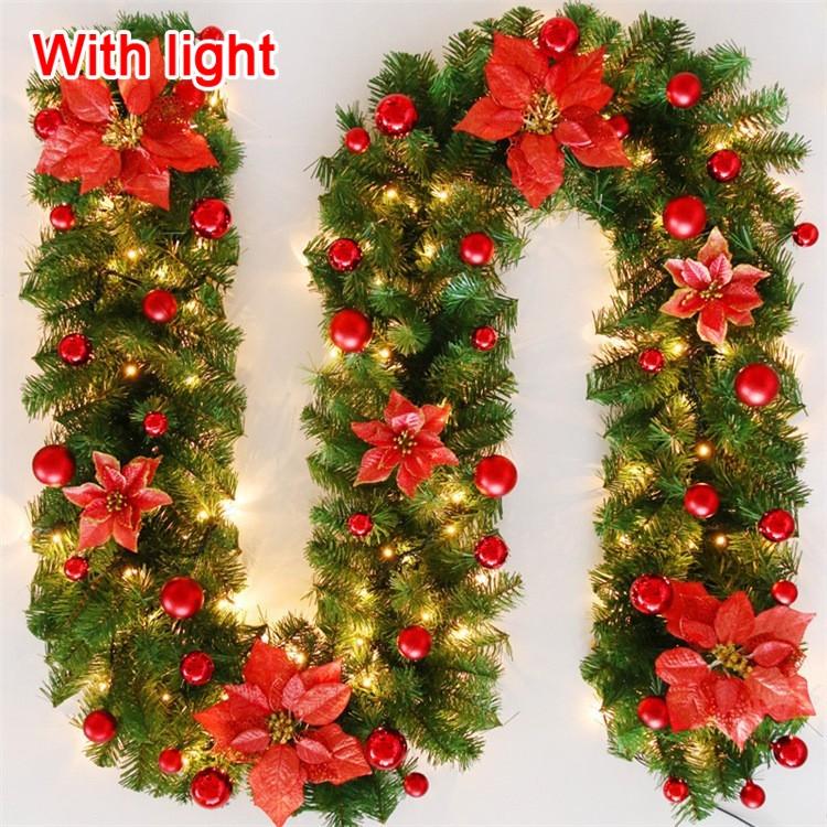 270cm Christmas LED Rattan Garland Decorative For Staircase Fireplace Christmas Decoration Xmas Tree Rattan Banner Home Pendant