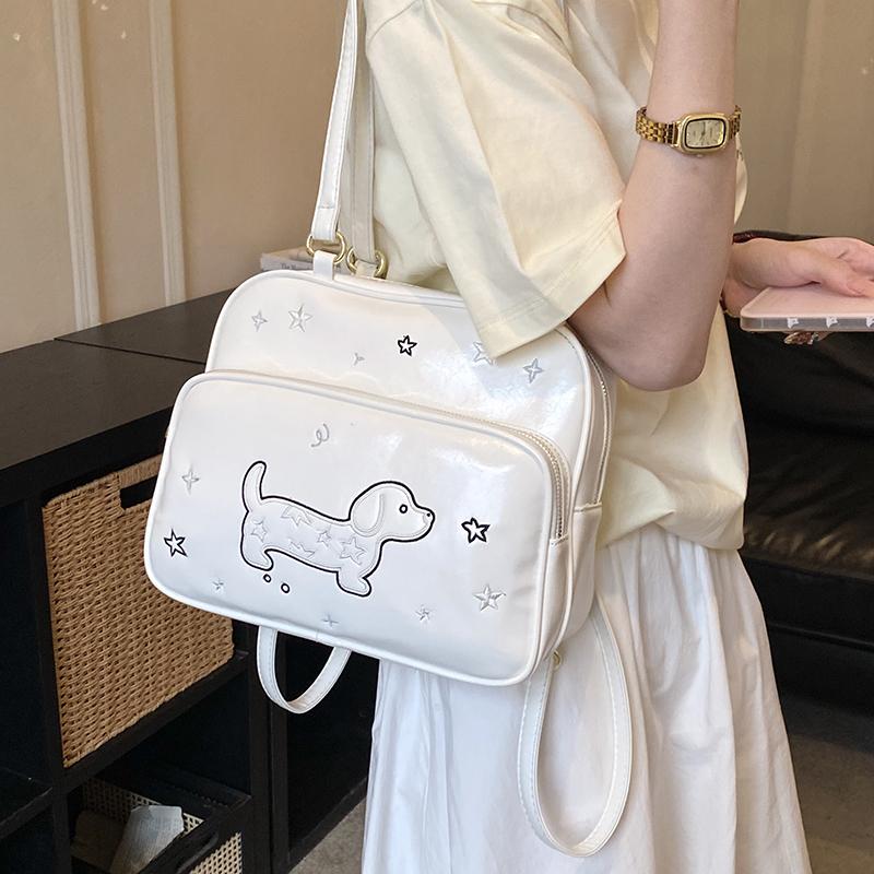 Zaino/Borsa a Mano Carino Bassotto Ricamato a Stelle Multiuso Borsa a Spalla per Donna