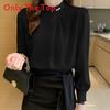Satin Shirt Women Long Sleeve Pearl Embellished Elegant Office Wear For Spring 2026